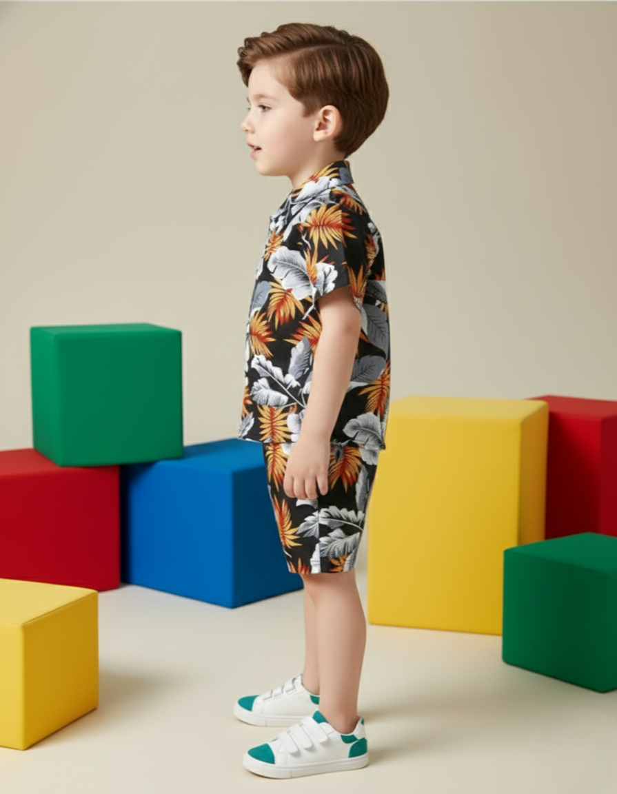 Black Forest Theme Printed Shirt & Shorts Co-ord Set