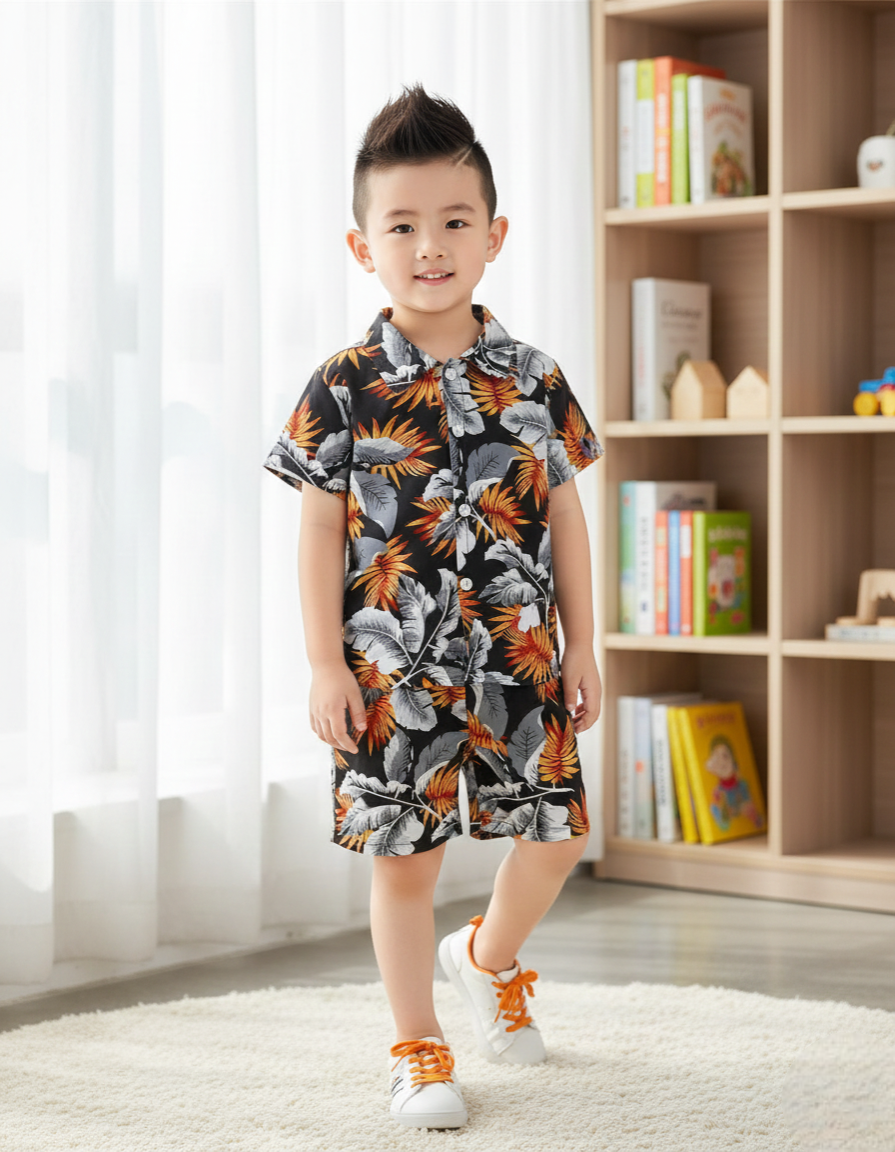 Black Forest Theme Printed Shirt & Shorts Co-ord Set