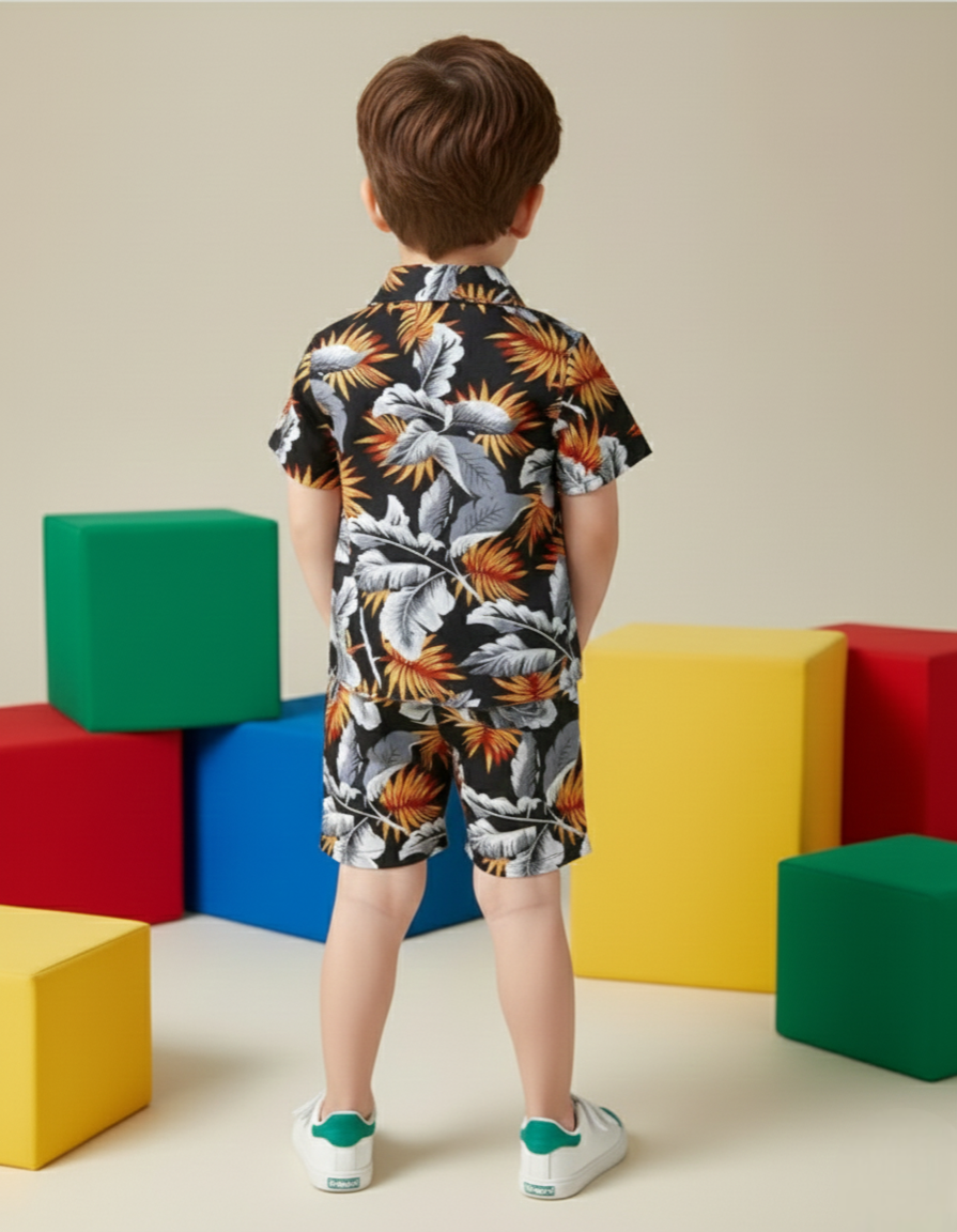 Black Forest Theme Printed Shirt & Shorts Co-ord Set