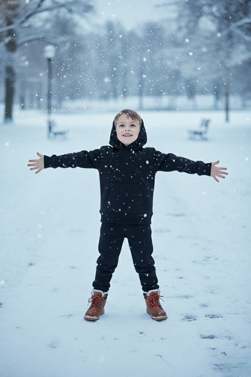 Boys Black Hoodie & Jogger Winter Co-Ord Set
