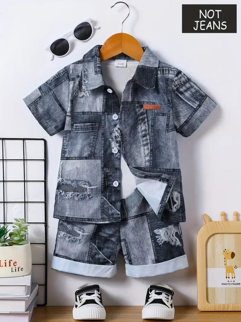 Premium Denim Jins Patchwork Co-Ord Set