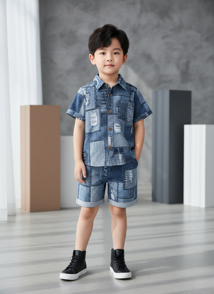 Premium Denim Jins Patchwork Co-Ord Set