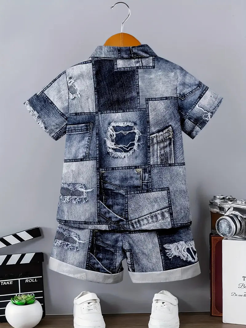 Premium Denim Jins Patchwork Co-Ord Set