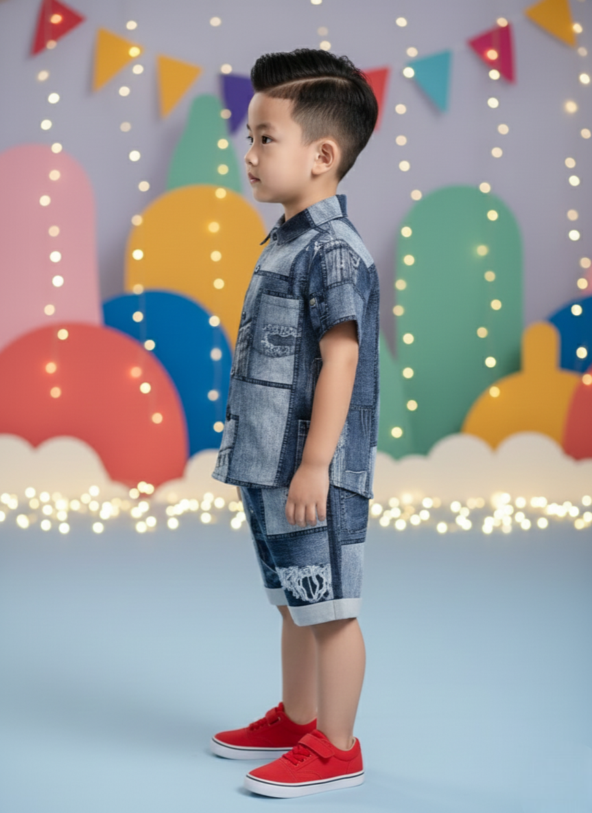 Premium Denim Jins Patchwork Co-Ord Set