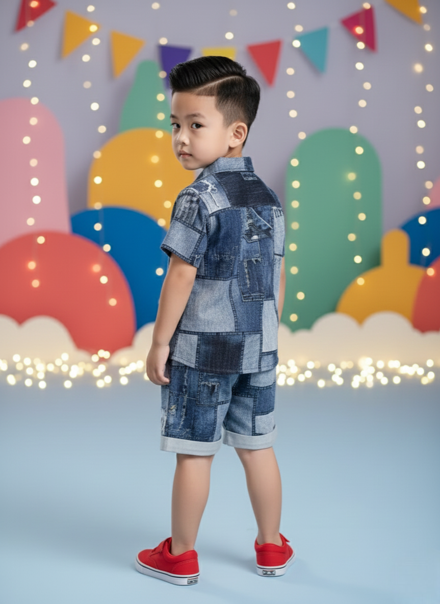 Premium Denim Jins Patchwork Co-Ord Set