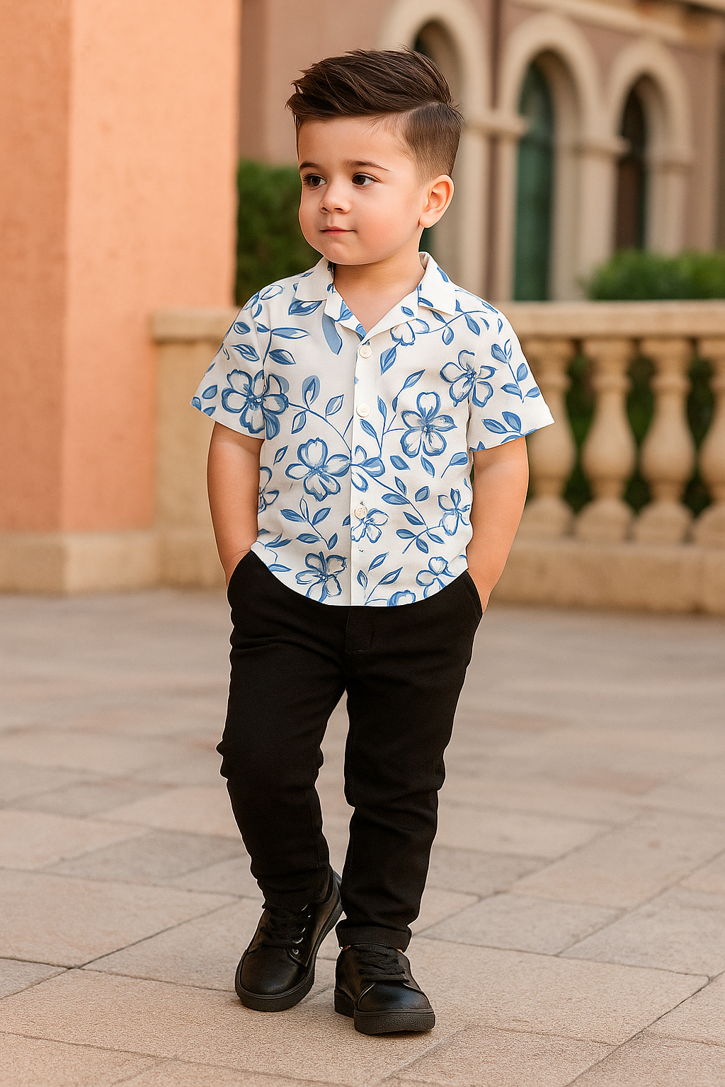 Soft & Stylish Black & White Flower Printed Shirt and Pant Set