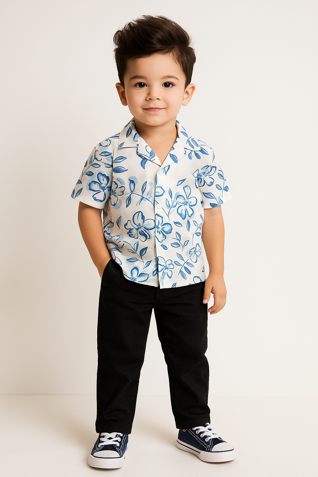 Soft & Stylish Black & White Flower Printed Shirt and Pant Set