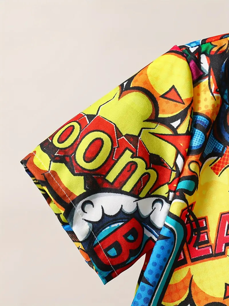 Kids BOOM Print Multicolor Shirt & Shorts Co-ord Set