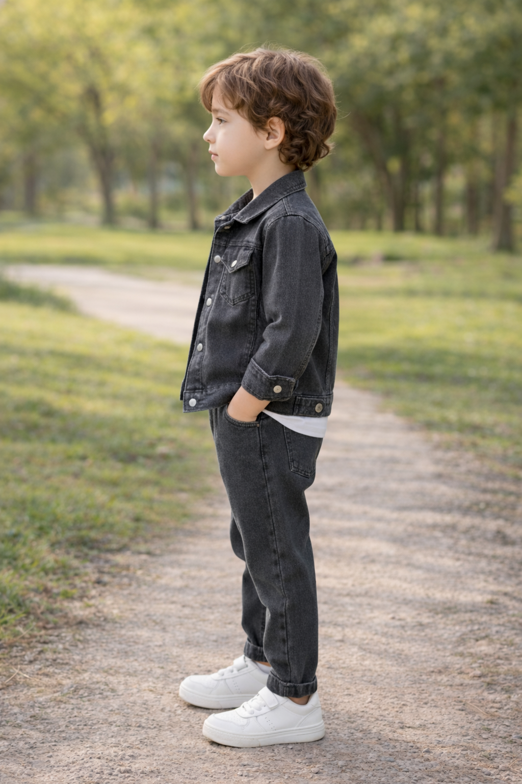 Kids Boys Black Denim Jacket & Pant Set | Soft Washed Denim Fabric | Casual Party Wear Outfit | Comfortable Regular Fit | Age 0-5 Years