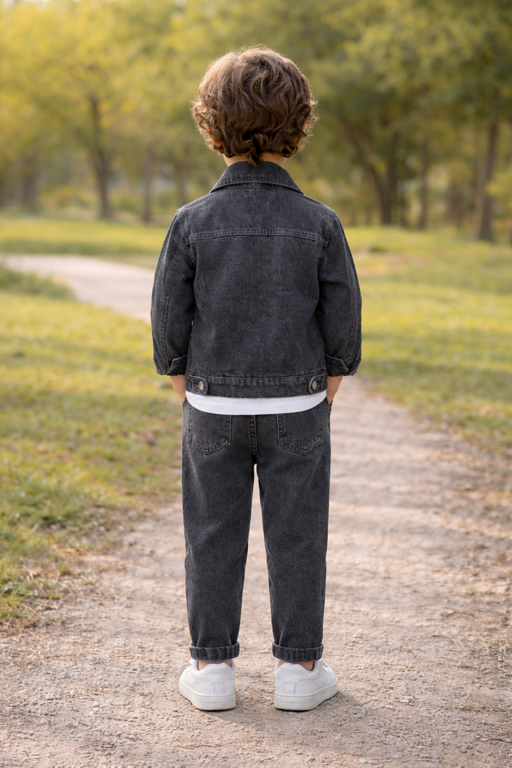 Kids Boys Black Denim Jacket & Pant Set | Soft Washed Denim Fabric | Casual Party Wear Outfit | Comfortable Regular Fit | Age 0-5 Years