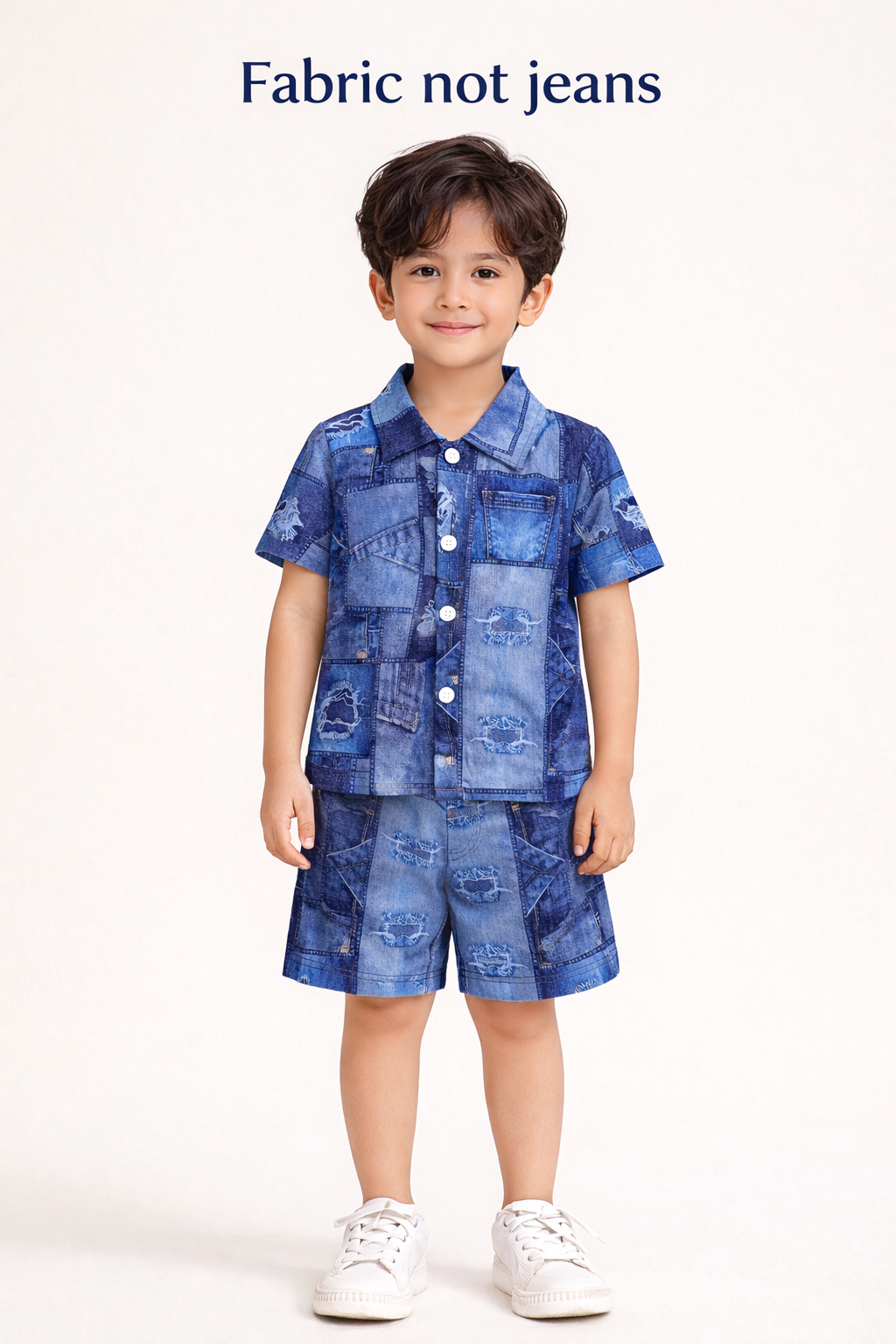 Kids Stylish Denim Blue Jins Shirt & Shorts Set