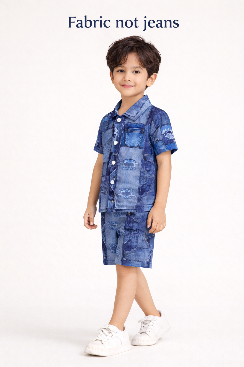 Kids Stylish Denim Blue Jins Shirt & Shorts Set