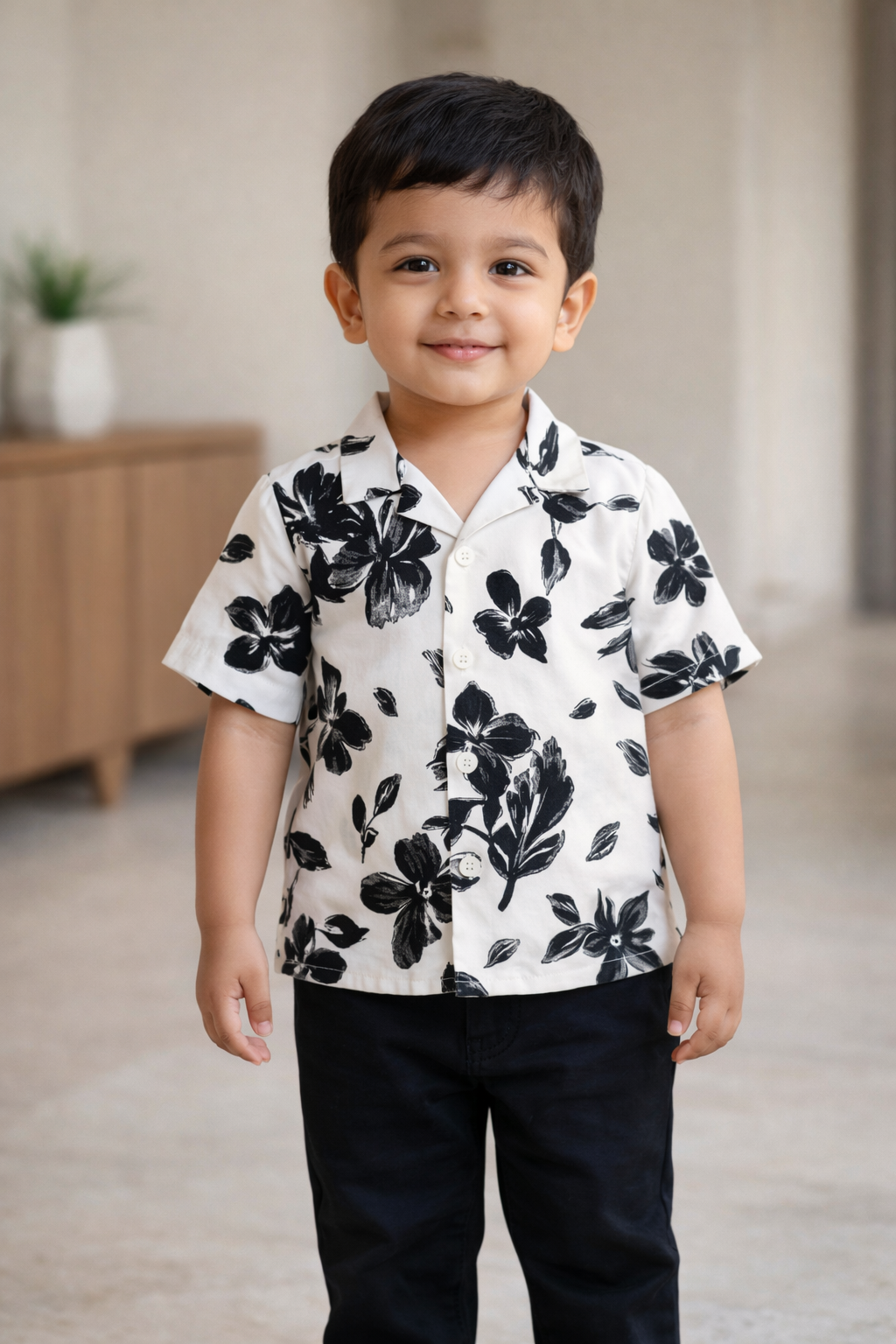 Full Black Flower Shirt and Pent