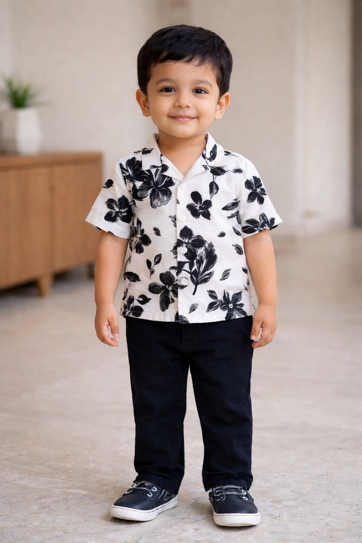 Full Black Flower Shirt and Pent