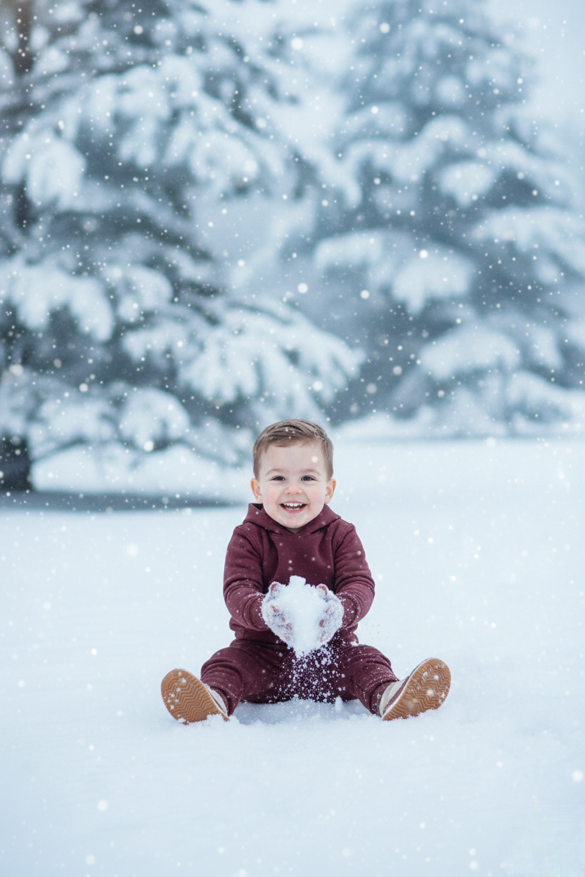 Boys Winter Cozy Fleece Warm Maroon Hoodie & Jogger Set