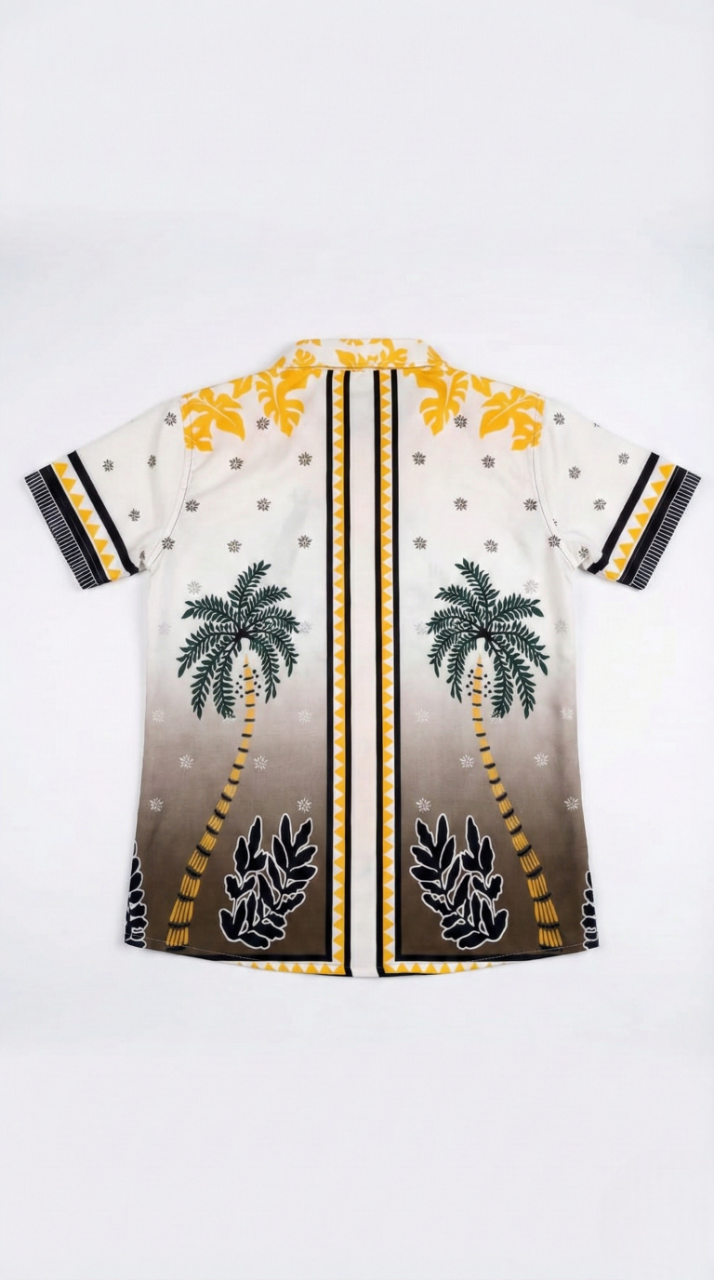 The 'Island King' Summer Shirt – Palm Trees with Geometric Border