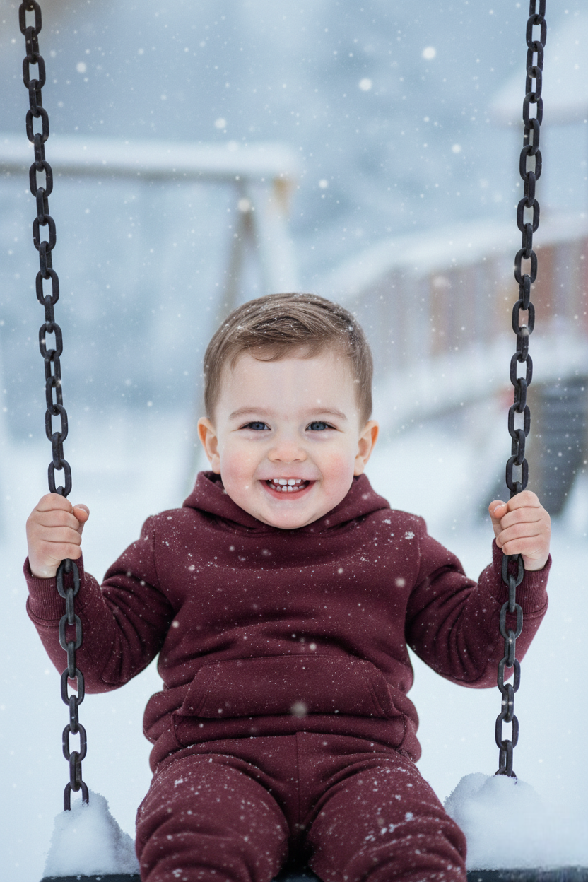 Boys Winter Cozy Fleece Warm Maroon Hoodie & Jogger Set