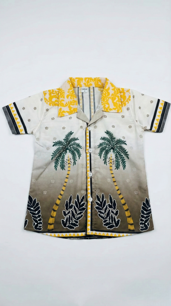 The 'Island King' Summer Shirt – Palm Trees with Geometric Border