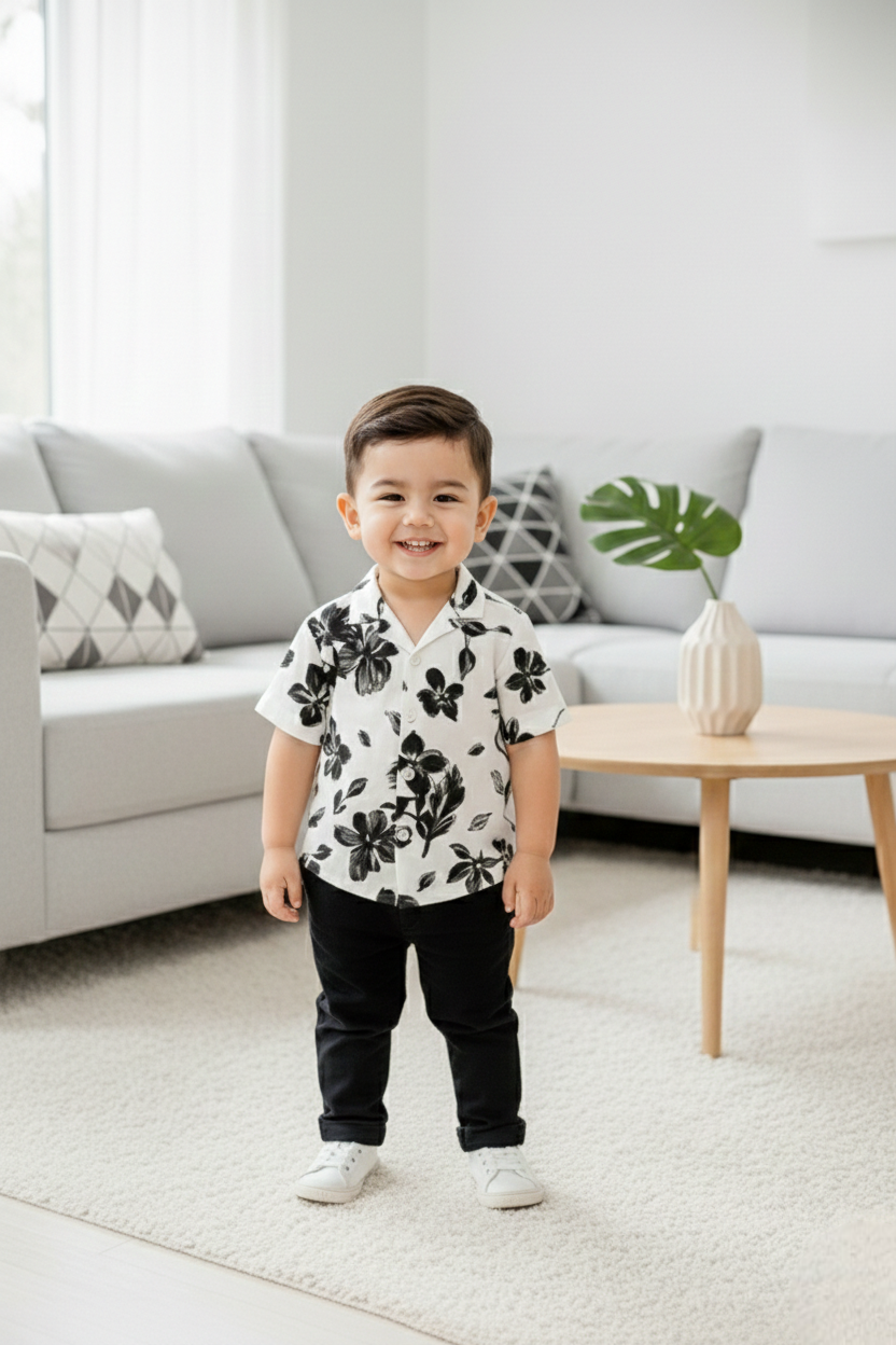 Full Black Flower Shirt and Pent