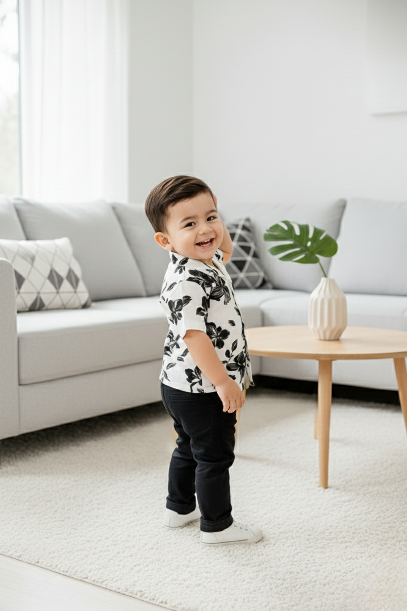 Full Black Flower Shirt and Pent