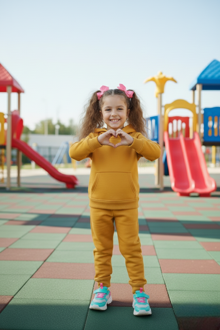 Girls Winter Warm Yellow Hoodie & Jogger Set