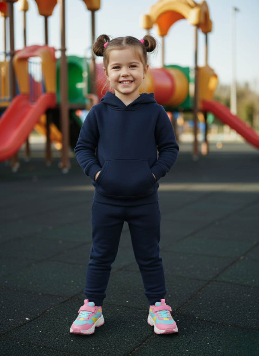 Girls Winter Warm Blue Hoodie & Jogger Set