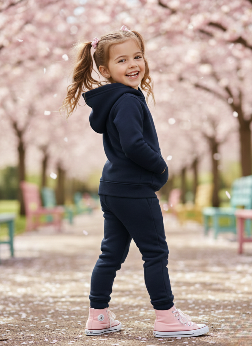 Girls Winter Warm Blue Hoodie & Jogger Set