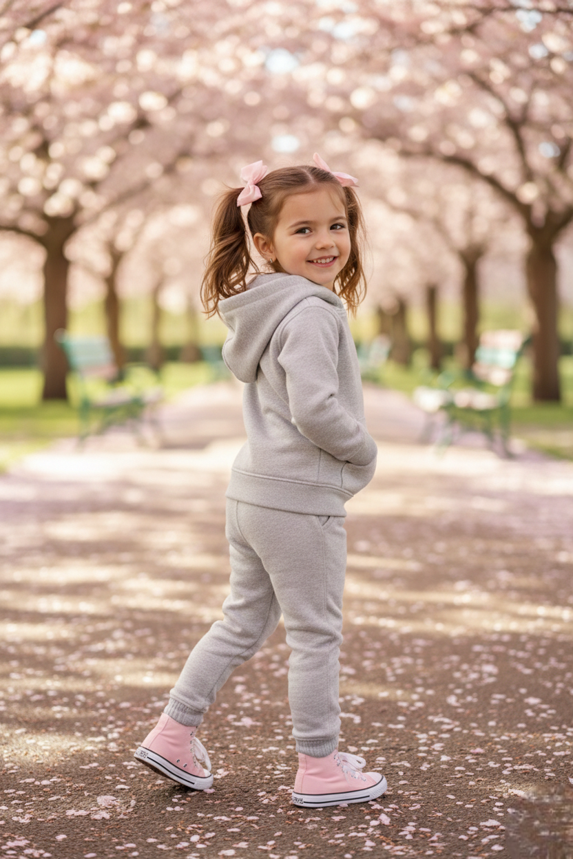 Girls Winter Warm Grey Hoodie & Jogger Set