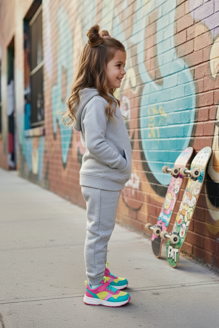 Girls Winter Warm Grey Hoodie & Jogger Set