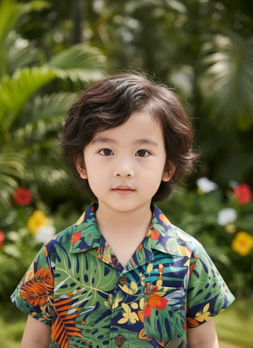 Premium Green Forest Print Shirt & Shorts Outfit Co-Ord Set
