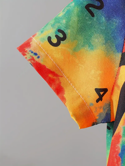 Kids Multicolor Numbers Print Shirt & Shorts Set