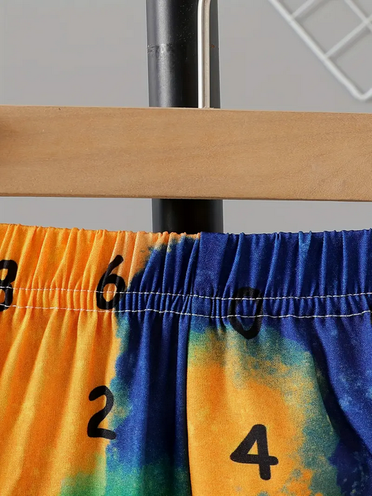 Kids Multicolor Numbers Print Shirt & Shorts Set