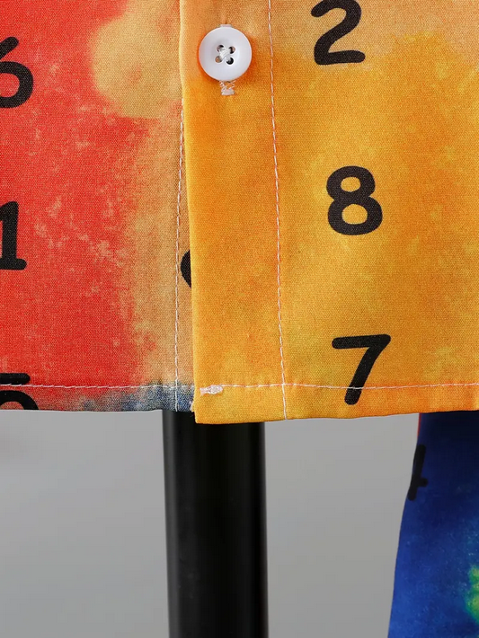 Kids Multicolor Numbers Print Shirt & Shorts Set