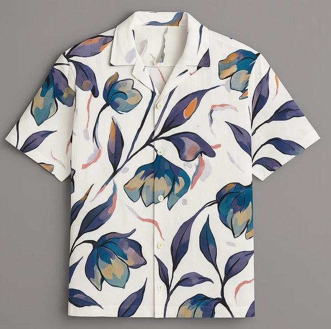 Stylish Purple Leaf Printed Shirt and Pants Set
