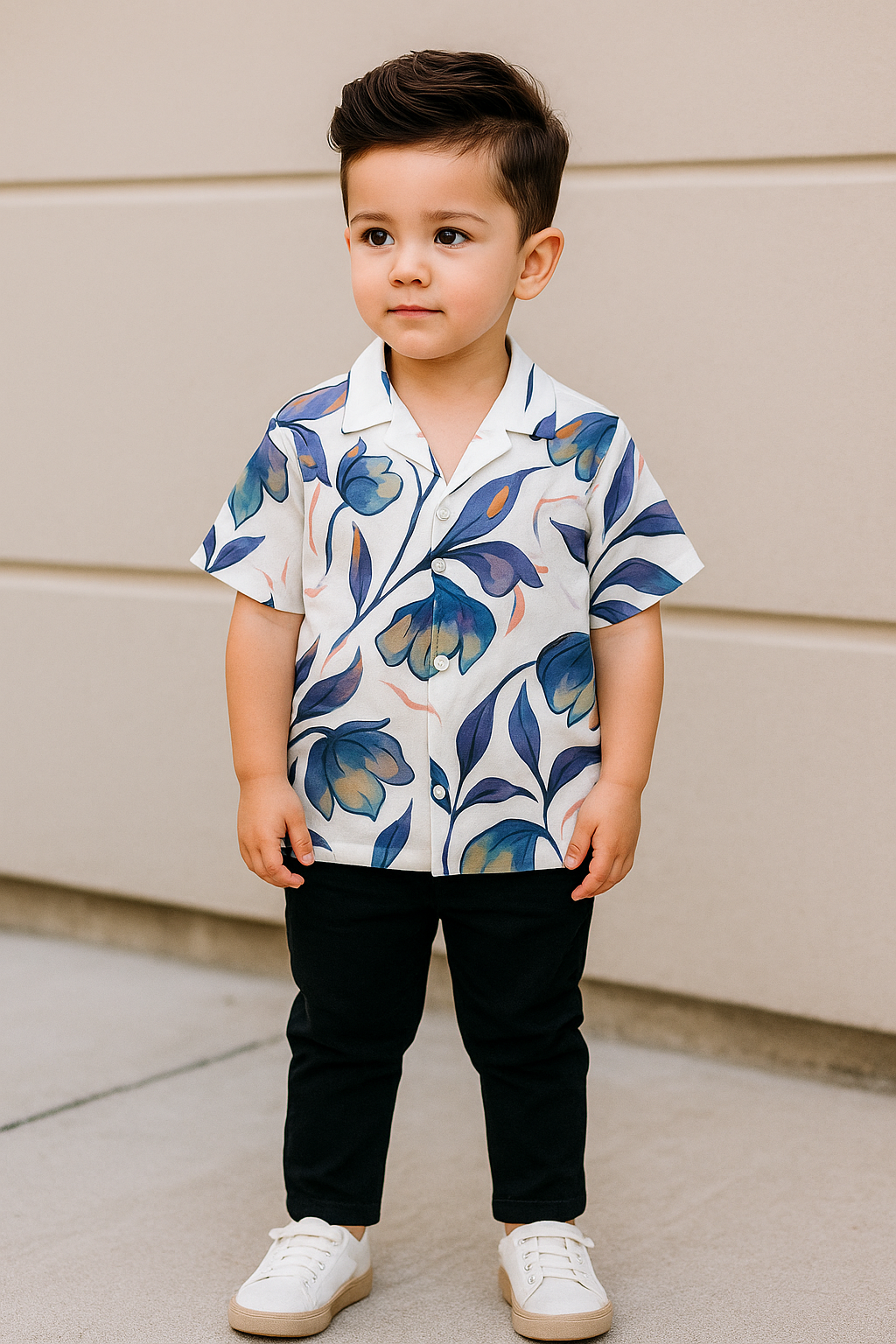 Stylish Purple Leaf Printed Shirt and Pants Set