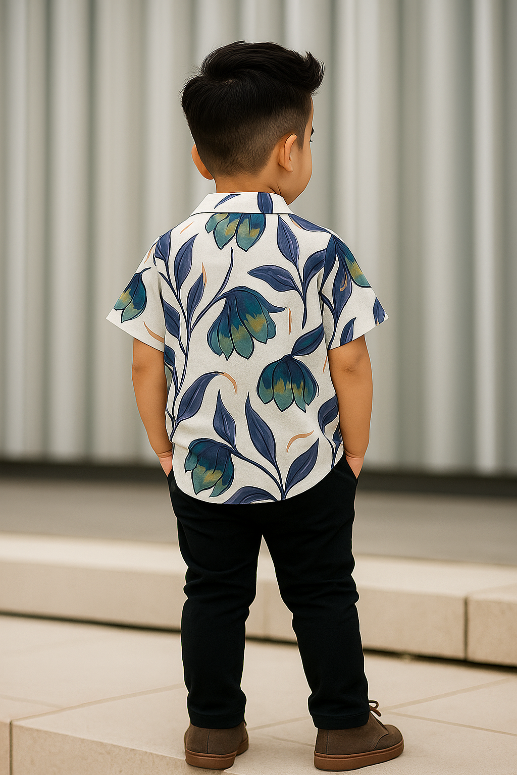 Stylish Purple Leaf Printed Shirt and Pants Set