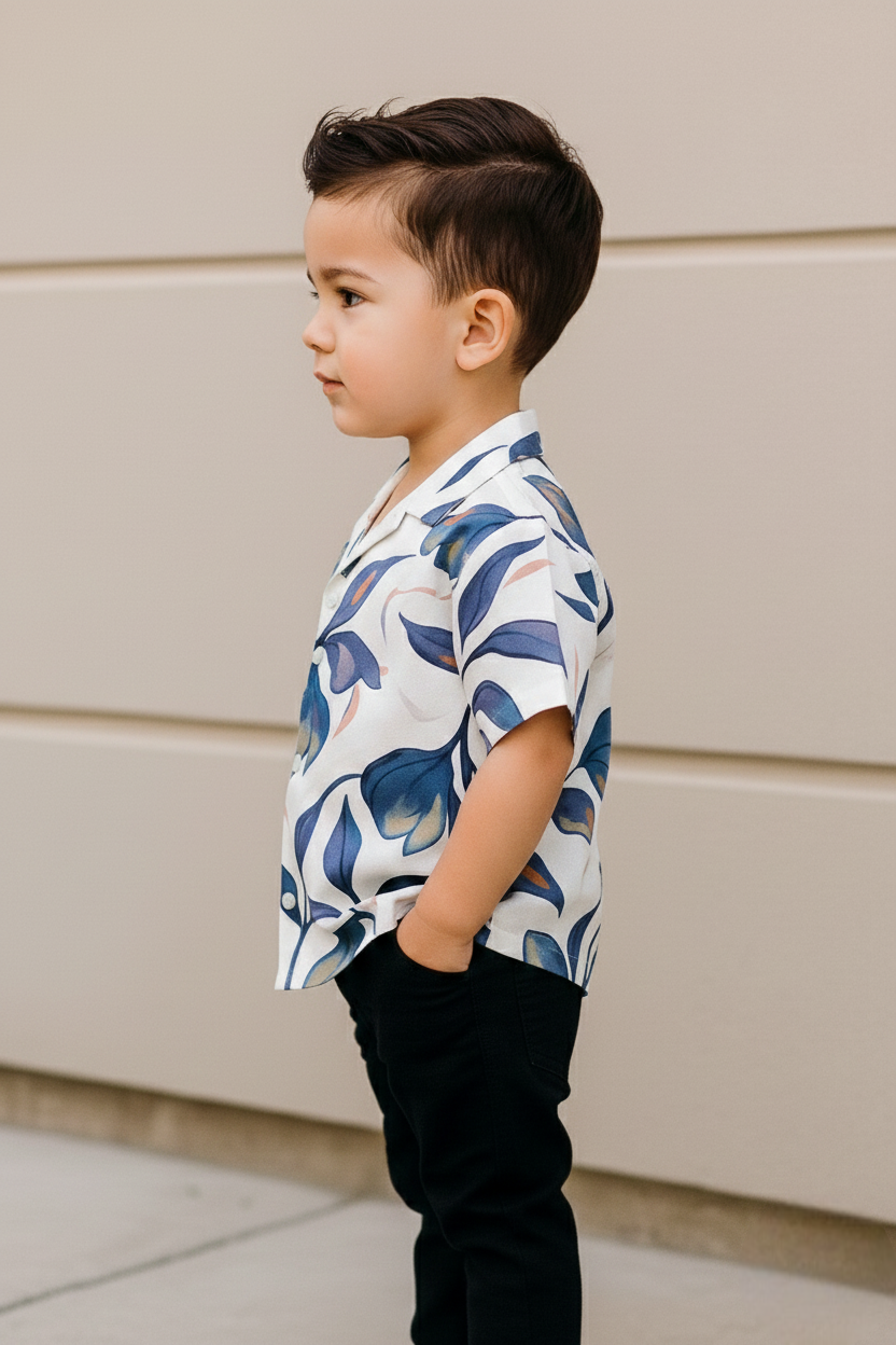 Stylish Purple Leaf Printed Shirt and Pants Set