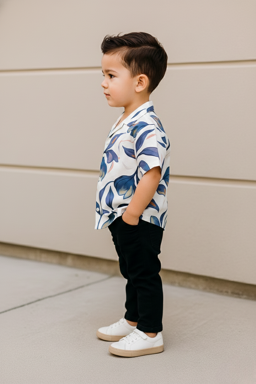 Stylish Purple Leaf Printed Shirt and Pants Set