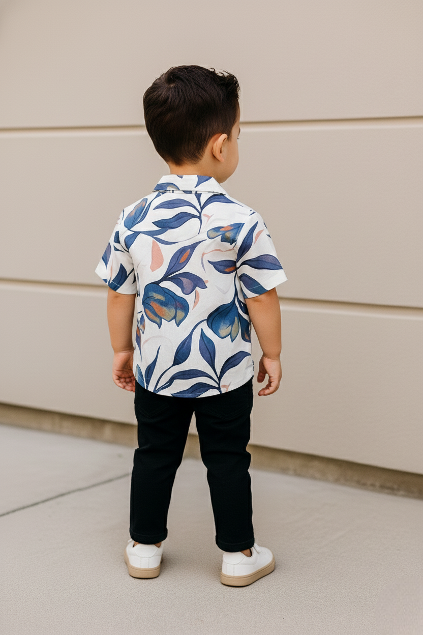 Stylish Purple Leaf Printed Shirt and Pants Set