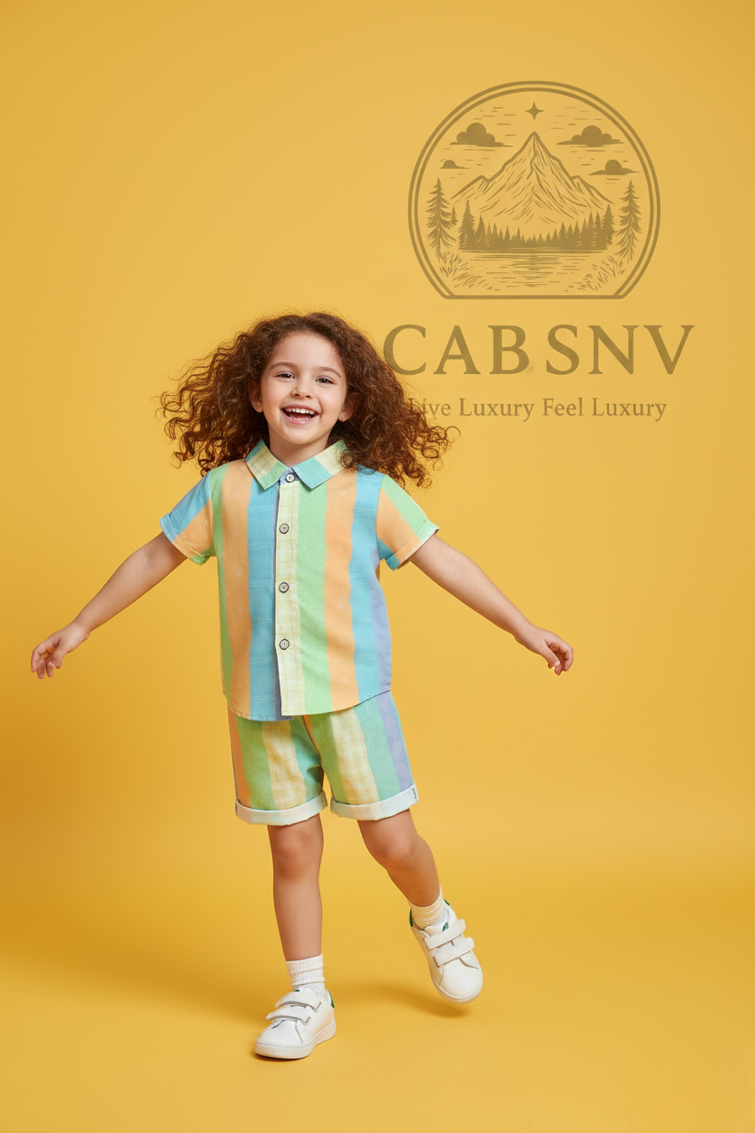 Rainbow Printed Shirts & Shorts Co-Ord Set