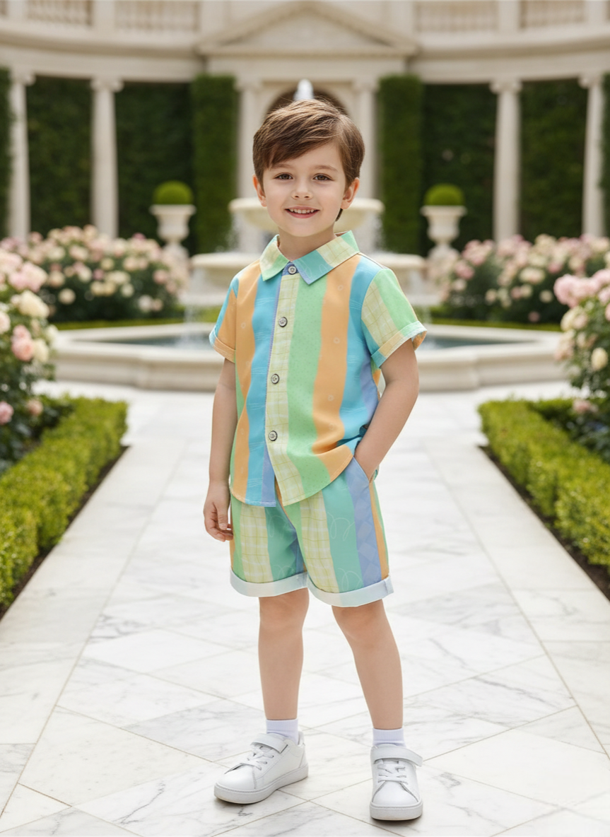 Rainbow Printed Shirts & Shorts Co-Ord Set