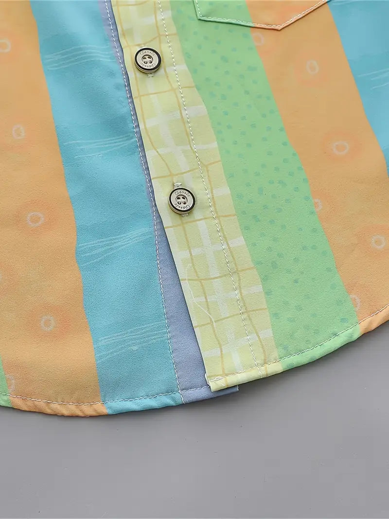 Rainbow Printed Shirts & Shorts Co-Ord Set