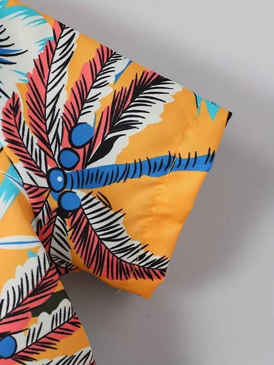 Yellow Forest Print Shirt & Shorts Co-Ord Set